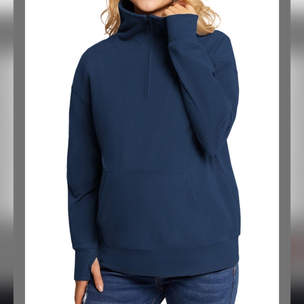 Blue Oversized Long Sleeve Sweatshirt